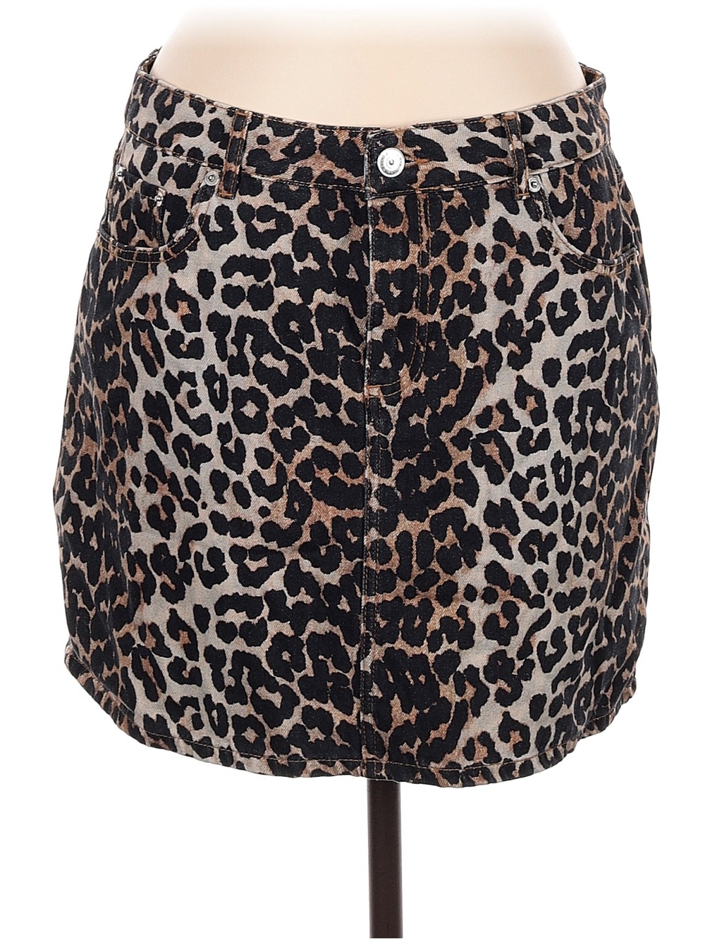 Ganni Leopard-Print Mini Skirt in Brown and Black 40/8